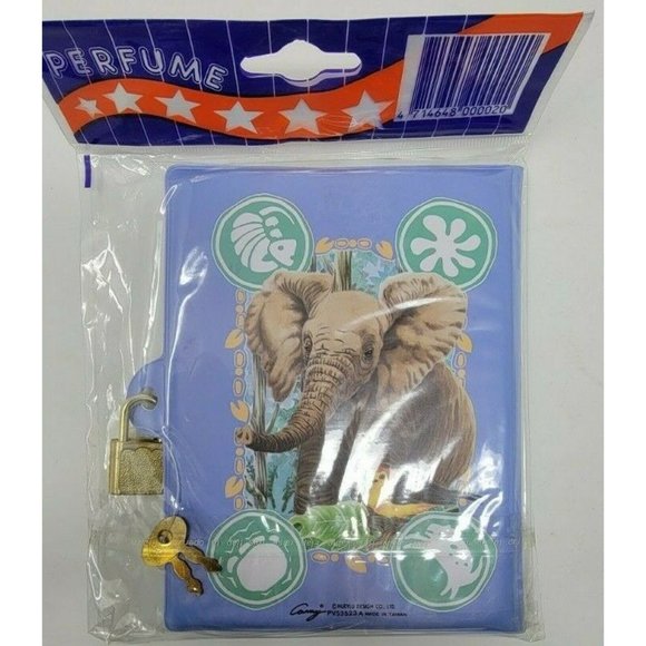 Vintage 90's Diary with Lock And Keys ELEPHANT NOS Plastic Vinyl Sealed - Picture 2 of 3